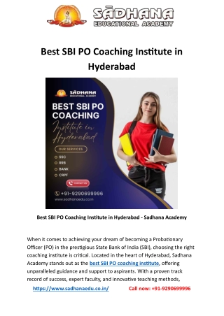 Best SBI PO Coaching Institute in Hyderabad