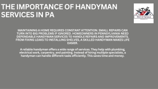 Reliable Handyman Services PA for Home Repairs and Maintenance