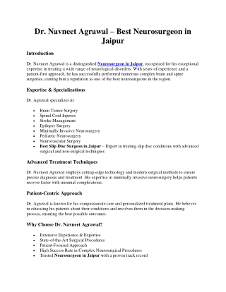 dr navneet agrawal best neurosurgeon in jaipur