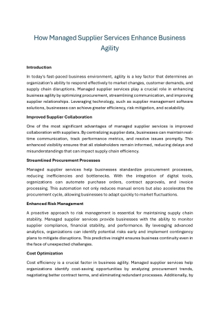 How Managed Supplier Services Enhance Business Agility