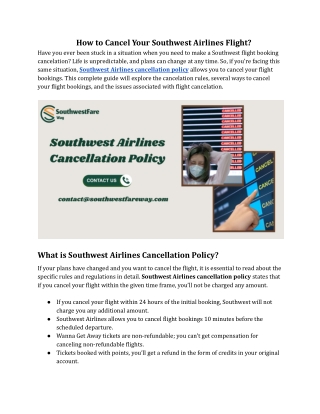 Southwest Airlines Cancellation Policy