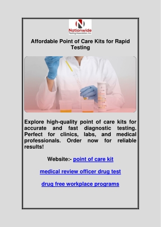 Affordable Point of Care Kits for Rapid Testing