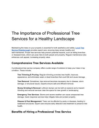 Expert Local Tree Service in Peterborough for All Your Tree Care Needs