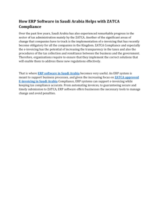 How ERP Software in Saudi Arabia Helps with ZATCA Compliance