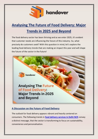 Analysing The Future of Food Delivery Major Trends in 2025 and Beyond