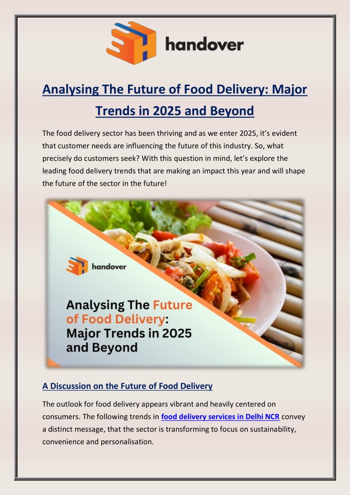 analysing the future of food delivery major