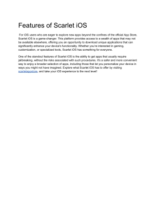 Features of Scarlet iOS