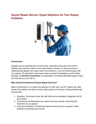 Geyser Repair Service_ Expert Solutions for Your Geyser Problems