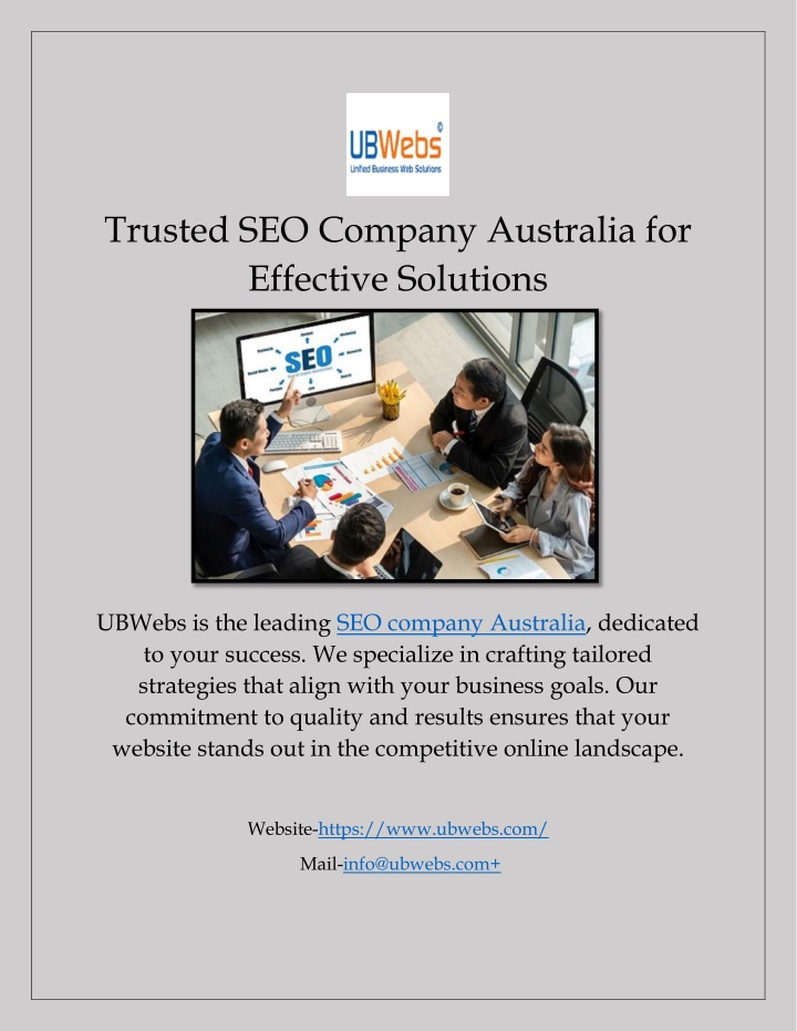 trusted seo company australia for effective