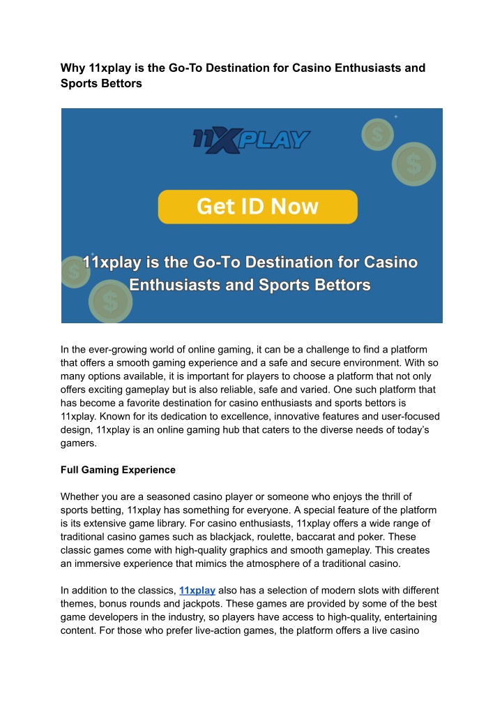 why 11xplay is the go to destination for casino