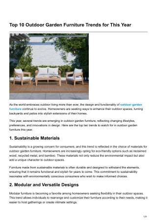 Top 10 Outdoor Garden Furniture Trends for This Year