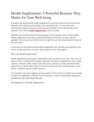 health supplements 5 powerful reasons they matter