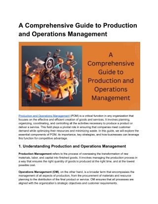 A Comprehensive Guide to Production and Operations Management