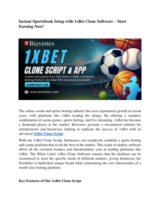 Create a Winning Sportsbook with Customizable 1xBet Clone Solutions