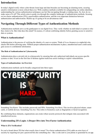 Navigating Through Different Types of Authentication Methods