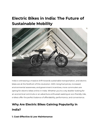 Electric Bikes in India_ The Future of Sustainable Mobility