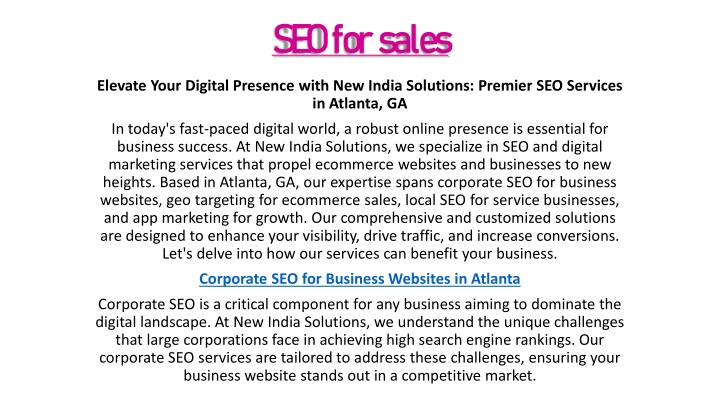 seo for sales