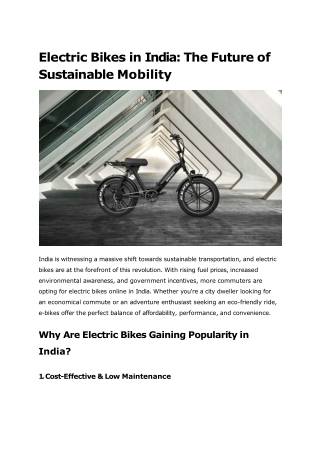 Electric Bikes in India_ The Future of Sustainable Mobility