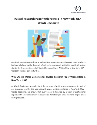Trusted Research Paper Writing Help in New York, USA – Words Doctorate