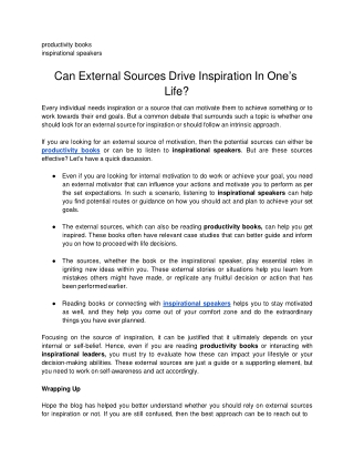 Can External Sources Drive Inspiration In One’s Life?