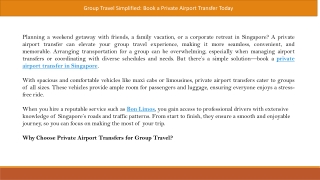 Simplify Group Travel with Private Airport Transfers: Here’s How