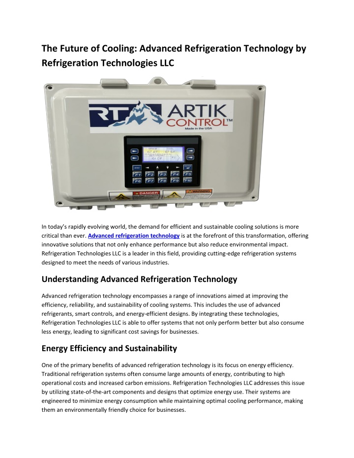 the future of cooling advanced refrigeration