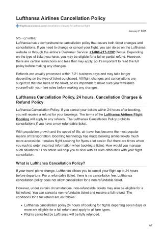 flightsassistance.com-Lufthansa Airlines Cancellation Policy