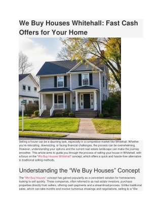 We Buy Houses Whitehall_ Fast Cash Offers for Your Home