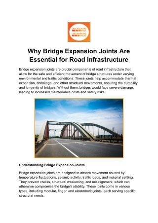 Why Bridge Expansion Joints Are Essential for Road Infrastructure