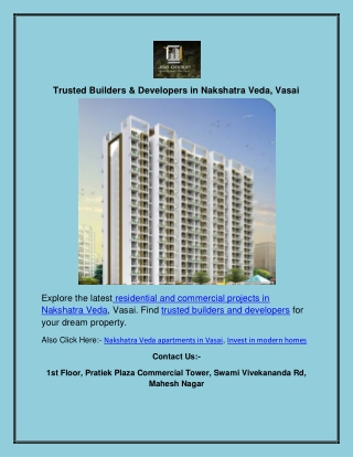 Trusted Builders & Developers in Nakshatra Veda,Vasai