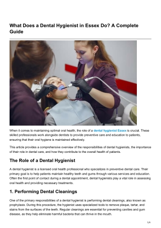 What Does a Dental Hygienist in Essex Do A Complete Guide