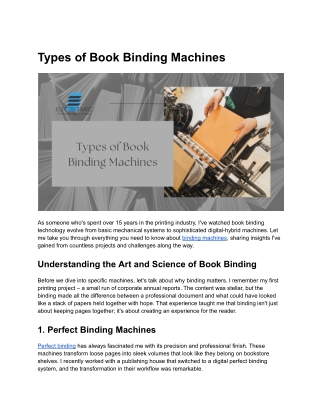 Types of Book Binding Machines