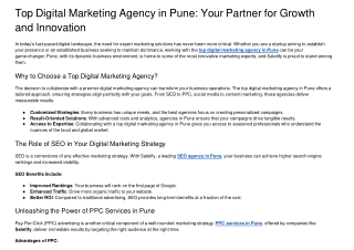 Top Digital Marketing Agency in Pune: Your Partner for Growth and Innovation