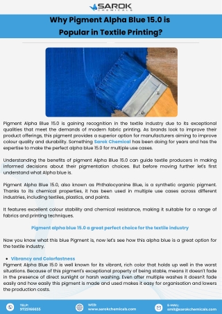 Why Pigment Alpha Blue 15.0 is  Popular in Textile Printing (29-01)