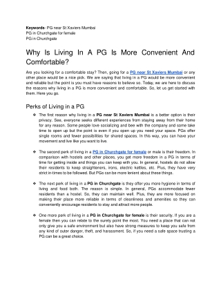 Why Is Living In A PG Is More Convenient And Comfortable?