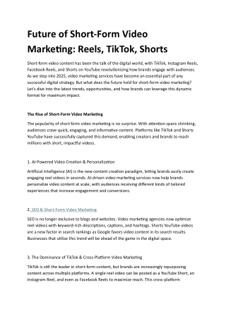 future of short form video marketing reels tiktok