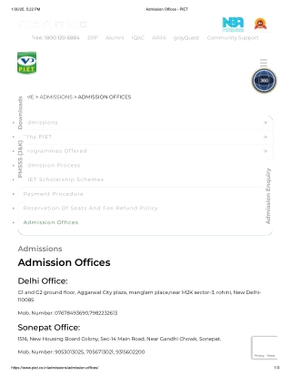 Admission Offices - PIET