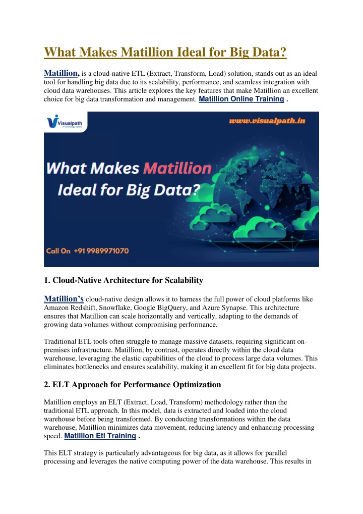 what makes matillion ideal for big data