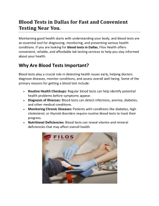 blood tests in dallas for fast and convenient