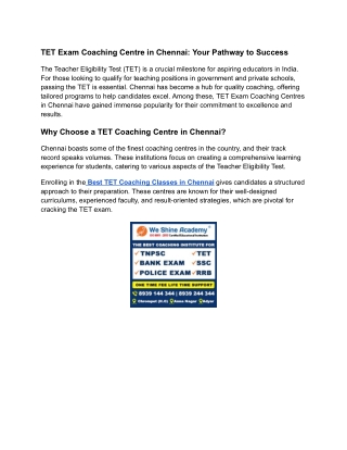 tet exam coaching centre in chennai your pathway