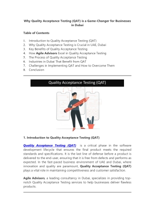 Why Quality Acceptance Testing (QAT) is a Game-Changer for Businesses in Dubai