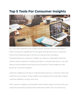 Top 5 Tools For Consumer Insights