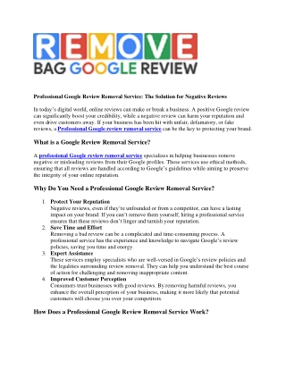 professional google review removal service