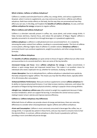 Which Is Better, Caffeine or Caffeine Anhydrous