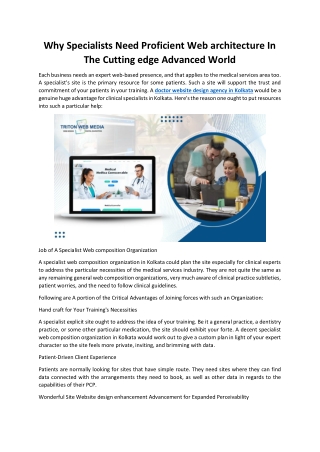 why specialists need proficient web architecture