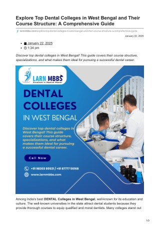 larnmbbs.com-Explore Top Dental Colleges in West Bengal and Their Course Structure A Comprehensive Guide