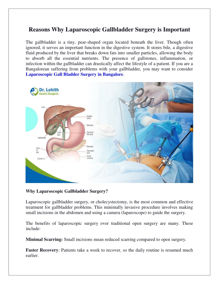 reasons why laparoscopic gallbladder surgery