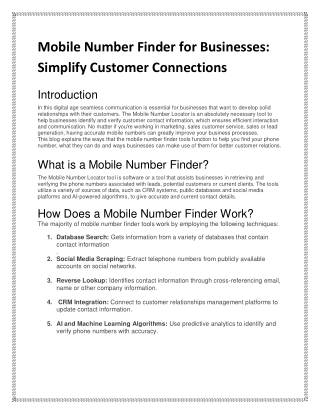 Mobile Number Finder for Businesses: Simplify Customer Connections