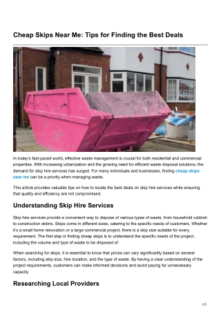 Cheap Skips Near Me Tips for Finding the Best Deals