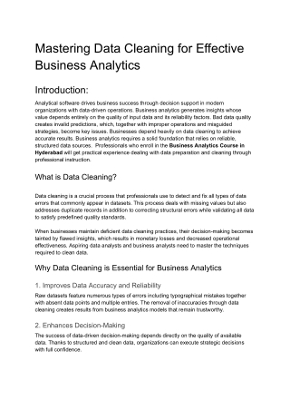 Mastering Data Cleaning for Effective Business Analytics